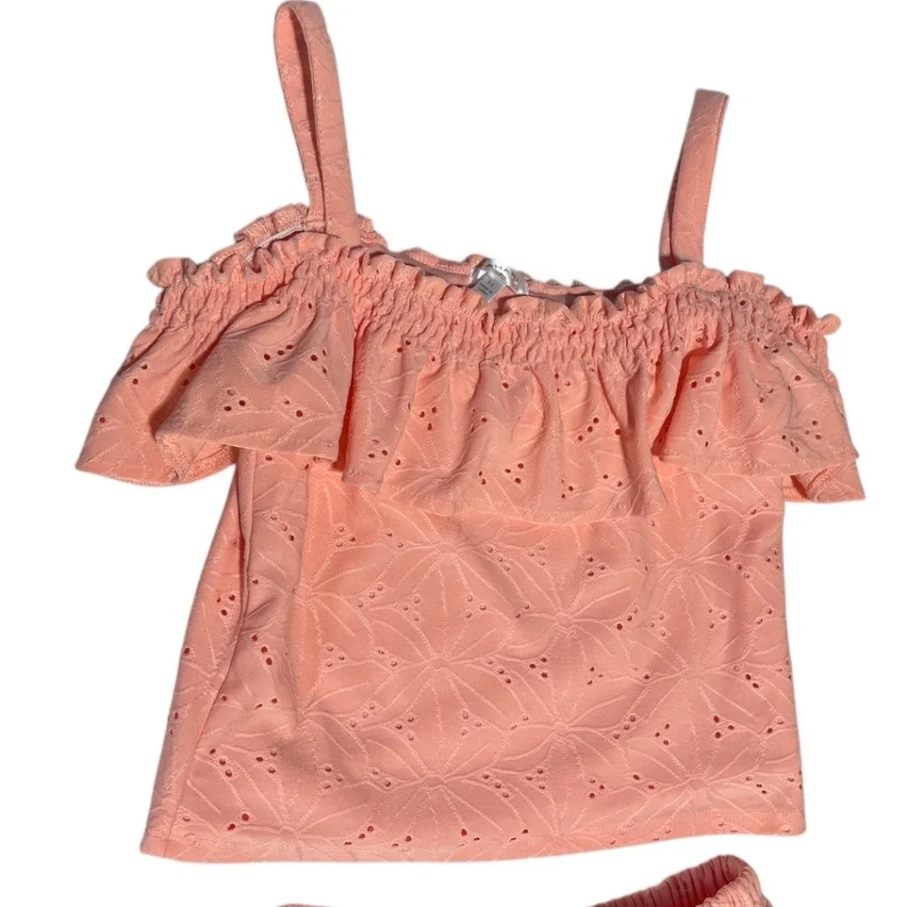 NWOT Tahari Girls‎ 2ps Eyelet Top & Skirt Size 10 Color Coral
